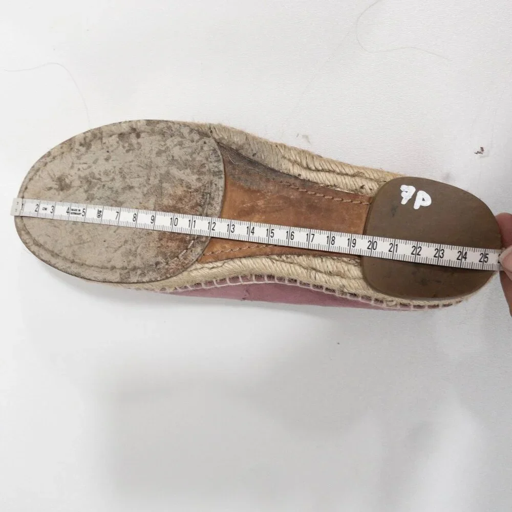 Chloe Scalloped Pink Suede Espadrilles Slip-On Flats Size 9 - Picture 14 of 16